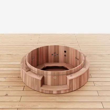 Semi Built In Outdoor Wooden Spa Hot Tub Storvatt